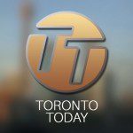'TORONTO TODAY' is written in white letters, with 'TT' cut out of an orange circle above, on a blurred, mostly grey background.