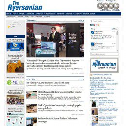 The Ryersonian's homepage, which displays several articles below.