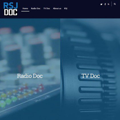 A home page of a site is shown, with a menu bar at the top and a 'Radio Doc' option on the left side of the page, along with a 'TV Doc' option on the right side of the page.